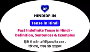 Past Indefinite Tense in Hindi